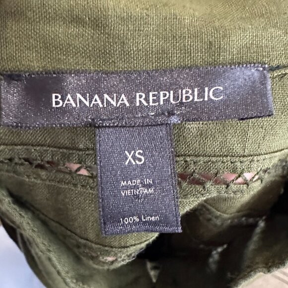Banana Republic Womens European Linen Mini Dress Olive Green Size Extra Small - Picture 10 of 15